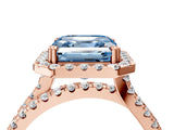 Rose gold Fancy Blue Asscher  Halo Split Shank Diamond Ring with Pavé Setting_109