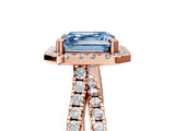 Rose gold Fancy Blue Asscher  Halo Split Shank Diamond Ring with Pavé Setting_110