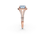 Rose gold Fancy Blue Asscher  Halo Split Shank Diamond Ring with Prong Setting_2