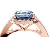 Rose gold Fancy Blue Asscher  Halo Split Shank Diamond Ring with Prong Setting_4