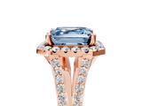 Rose gold Fancy Blue Asscher  Halo Split Shank Diamond Ring with Prong Setting_5