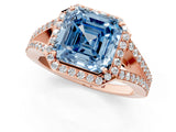 Rose gold Fancy Blue Asscher  Halo Split Shank Pave Diamond Ring with Four-Prong Setting_47
