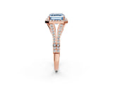 Rose gold Fancy Blue Asscher  Halo Split Shank Pave Diamond Ring with Four-Prong Setting_48