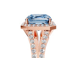 Rose gold Fancy Blue Asscher  Halo Split Shank Pave Diamond Ring with Four-Prong Setting_51