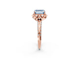 Rose gold Fancy Blue Asscher  Halo Split Shank Pave Diamond Ring with Petal Prong Setting_22