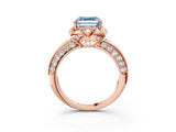 Rose gold Fancy Blue Asscher  Halo Split Shank Pave Diamond Ring with Petal Prong Setting_23