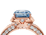 Rose gold Fancy Blue Asscher  Halo Split Shank Pave Diamond Ring with Petal Prong Setting_24