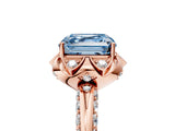 Rose gold Fancy Blue Asscher  Halo Split Shank Pave Diamond Ring with Petal Prong Setting_25
