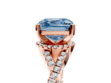 Rose gold Fancy Blue Asscher  Halo Twist Band Solitaire Prong Setting Ring_5
