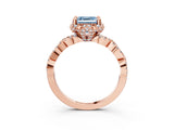 Rose gold Fancy Blue Asscher  Halo Twist Band Solitaire Ring with Six-Prong Setting_35