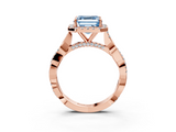 Rose gold Fancy Blue Asscher  Halo Twist Band Solitaire Ring_3