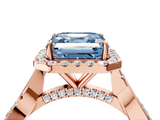 Rose gold Fancy Blue Asscher  Halo Twist Band Solitaire Ring_4