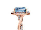 Rose gold Fancy Blue Asscher  Halo Twist Band Solitaire Ring_5