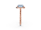 Rose gold Fancy Blue Asscher  Halo Twisted Band Four-Prong Diamond Ring_2