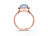 Rose gold Fancy Blue Asscher  Halo Twisted Band Four-Prong Diamond Ring_3