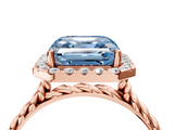 Rose gold Fancy Blue Asscher  Halo Twisted Band Four-Prong Diamond Ring_4