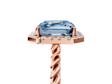 Rose gold Fancy Blue Asscher  Halo Twisted Band Four-Prong Diamond Ring_5