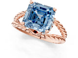Rose gold Fancy Blue Asscher  Halo Twisted Band Four-Prong Ring_34