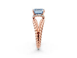 Rose gold Fancy Blue Asscher  Halo Twisted Band Four-Prong Ring_35
