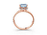 Rose gold Fancy Blue Asscher  Halo Twisted Band Four-Prong Ring_36