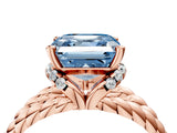 Rose gold Fancy Blue Asscher  Halo Twisted Band Four-Prong Ring_37
