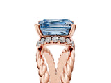 Rose gold Fancy Blue Asscher  Halo Twisted Band Four-Prong Ring_38