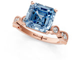 Rose gold Fancy Blue Asscher  Milgrain Bezel Diamond Engagement Ring with Solitaire Prong Setting_30