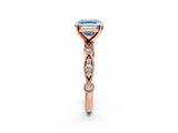 Rose gold Fancy Blue Asscher  Milgrain Bezel Diamond Engagement Ring with Solitaire Prong Setting_31