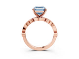 Rose gold Fancy Blue Asscher  Milgrain Bezel Diamond Engagement Ring with Solitaire Prong Setting_32