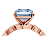 Rose gold Fancy Blue Asscher  Milgrain Bezel Diamond Engagement Ring with Solitaire Prong Setting_33