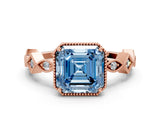 Rose gold Fancy Blue Asscher  Milgrain Marquise Diamond Twist Band Ring_57