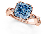 Rose gold Fancy Blue Asscher  Milgrain Marquise Diamond Twist Band Ring_58