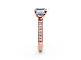 Rose gold Fancy Blue Asscher  Milgrain Pave Diamond Engagement Ring with Four-Prong Setting_2