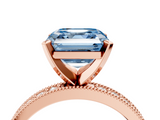 Rose gold Fancy Blue Asscher  Milgrain Pave Diamond Engagement Ring with Four-Prong Setting_4