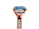 Rose gold Fancy Blue Asscher  Milgrain Pave Diamond Engagement Ring with Four-Prong Setting_5