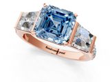 Rose gold Fancy Blue Asscher  Solitaire Baguette Side Stone Channel Set Engagement Ring_1
