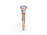 Rose gold Fancy Blue Asscher  Solitaire Baguette Side Stone Channel Set Engagement Ring_2