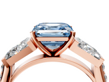 Rose gold Fancy Blue Asscher  Solitaire Baguette Side Stone Channel Set Engagement Ring_4