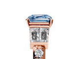 Rose gold Fancy Blue Asscher  Solitaire Baguette Side Stone Channel Set Engagement Ring_5