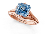 Rose gold Fancy Blue Asscher  Solitaire Beaded Band Six-Prong Setting_1