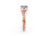 Rose gold Fancy Blue Asscher  Solitaire Beaded Band Six-Prong Setting_2