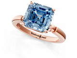 Rose gold Fancy Blue Asscher  Solitaire Beaded Band with Four-Prong Setting_1