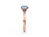 Rose gold Fancy Blue Asscher  Solitaire Beaded Band with Four-Prong Setting_2