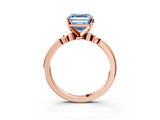 Rose gold Fancy Blue Asscher  Solitaire Beaded Band with Four-Prong Setting_3