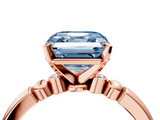 Rose gold Fancy Blue Asscher  Solitaire Beaded Band with Four-Prong Setting_4