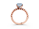 Rose gold Fancy Blue Asscher  Solitaire Bezel Accent Diamond Engagement Ring with Beaded Band and Four-Prong Setting_3