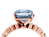 Rose gold Fancy Blue Asscher  Solitaire Bezel Accent Diamond Engagement Ring with Beaded Band and Four-Prong Setting_4