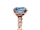 Rose gold Fancy Blue Asscher  Solitaire Bezel Accent Diamond Engagement Ring with Beaded Band and Four-Prong Setting_5