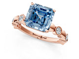 Rose gold Fancy Blue Asscher  Solitaire Bezel-Set Diamond Ring with Beaded Band and Four-Prong Setting_50