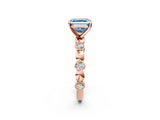 Rose gold Fancy Blue Asscher  Solitaire Bezel-Set Diamond Ring with Beaded Band and Four-Prong Setting_51